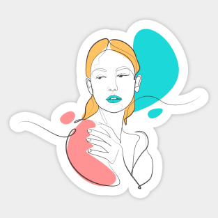 Shy Woman in Lineart Sticker